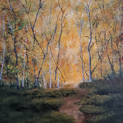 Landscape painting of a forest