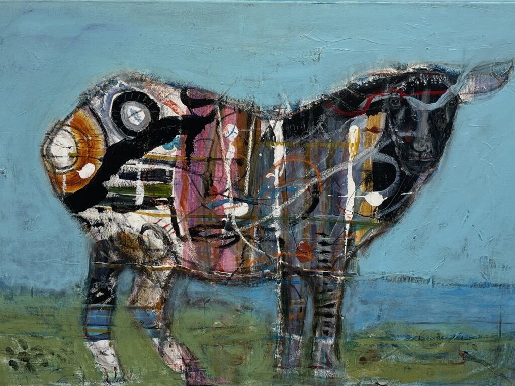 Colourful sheep painting