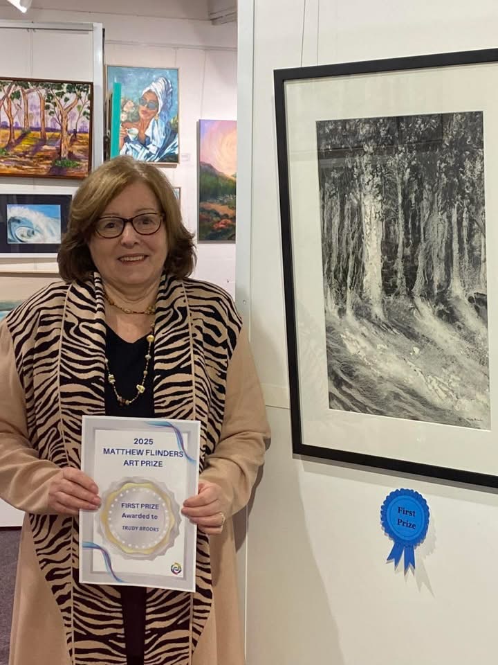 artist Trudy Brooks with her winning artwork