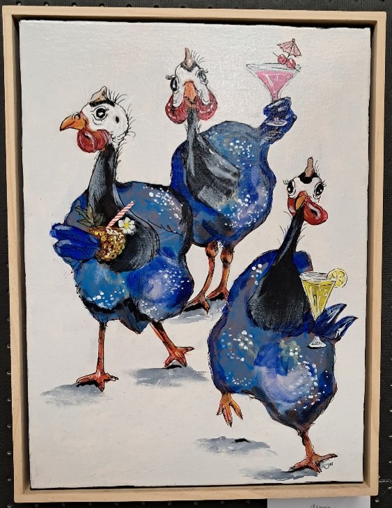 colourful cartoon painting of Guinea Fowl